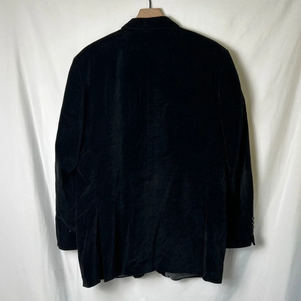 Midtown Man Mens Cotton Velvet 3-Button Blazer Sport Coat Size 42R Black Formal